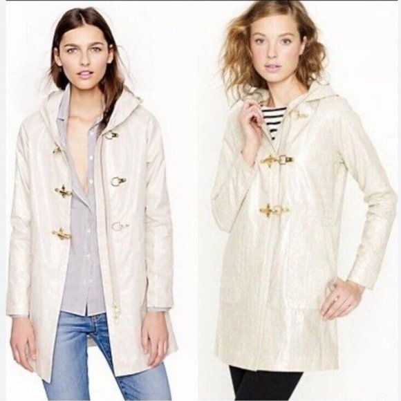 J. Crew Jackets & Blazers - J. Crew Oiled Hooded Raincoat Ladies Size 12 Zipper ISSUES